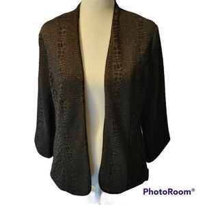 Preswick & Moore Black and Brown Animal Print Jacket Size Petite Small